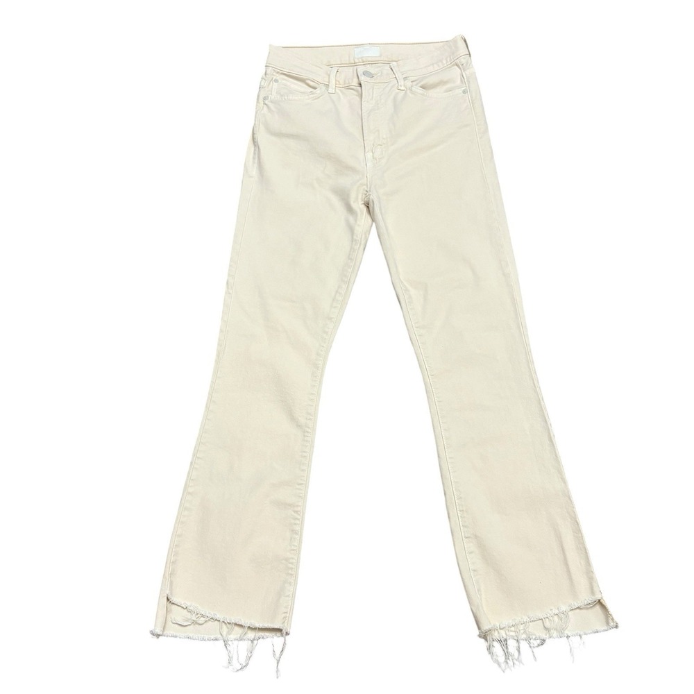 Mother Jeans Womens‎ 25 Ivory Insider Crop Step Fray Prairie Raw Hem High Rise
